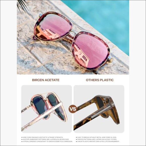 Acetate Frame Polarized Sunglasses with UV400 Protection